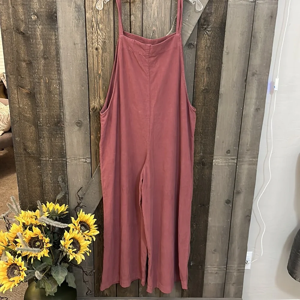 NWT Anthropologie Velvet by Graham & Spencer Emmie Pink Rose Overall Jumpsuit - Picture 4 of 11